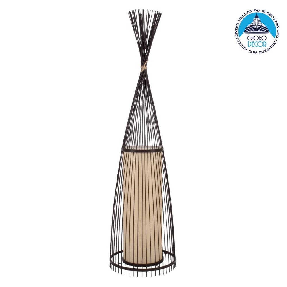 GLOBOSTAR® AZORES 01756 Boho Επιδαπέδιο Φωτιστικό με Ντουί 1 x E27 AC 220-240V IP20 - Καφέ & Μπεζ - Μ40 x Π40 x Υ150cm